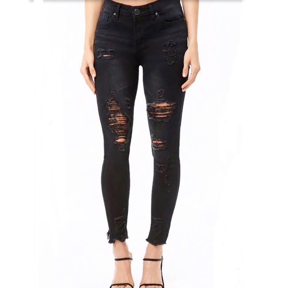 Forever 21 Denim - Distressed High Rise Skinny Jeans